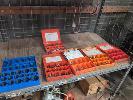 6 x PARTS GRAB KITS, INCLUDING O-RINGS, WOODRUFF KEYS, PINS, PIPE FITTINGS, ETC, 1 x SHELF NO GST