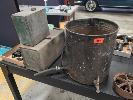 202 · VINTAGE STATIONARY ENGINE WATER TANK & FUEL CAN COMBO & 2 X FUEL TANKS. NO GST