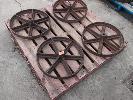 4 X ANTIQUE STATIONARY ENGINE CART WHEELS NO GST