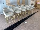 1 · 12 x CREAM VINYL BAR STOOLS, SWIVEL BASE, STEEL TIMBER LOOK FRAME