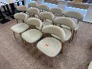 3 · 11 x CREAM VINYL CHAIRS, TIMBER FRAME,