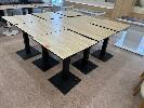 4 · 11 x SQUARE PEDESTAL CAFE TABLES, 500 x 500mm, BLACK STEEL BASE, HEAVY