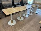 5 · 4 x SQUARE PEDESTAL CAFE TABLES, 500 x 500mm, WHITE STEEL BASE, HEAVY