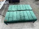 59 · PAIR OF GREEN FOYER SEATS, BLACK STEEL FRAME, 1600 x 700mm