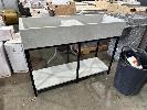 64 · FREESTANDING CONCRETE TWIN BASIN WITH METAL BASE, 1 x SHELF, 1200 x 450 x 900mm, BASIN: 470 x 400 x 170mm