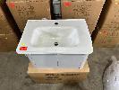 72 · CERAMIC BASIN WITH 2 DOOR CUPBOARD,, 610 x 410 x 366mm, BASIN: 400 x 230 x 120mm, LIGHT BLUE CUPBOARD