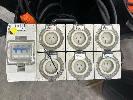 INDUSTRIAL POWER DISTRIBUTION BOARD, 6 x WEATHERPROOF 240V OUTLETS,, 3 x CIRCUIT BREAKERS,, 3 PHASE INCOMING POWER & 3 PHASE EXTENSION CORD