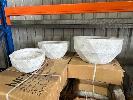 156 · SET OF 3 NEXT GENERATION GEO TERRAZZO BOWL PLANTER POTS, COLOUR: TERRAZZO BLIZZARD, 300mm, 410mm, 540mm, DISPLAY MODEL