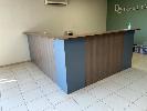 1 · RECEPTION COUNTER/DESK, L-SHAPE, TIMBER LAMINATE, 3200 x 2200 mm., GAS LIFT CHAIR & 4 DRAWER MOBILE