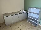 4 · 2 x TIMBER LAMINATE CUPBOARDS, 2000 (L) x 600 (D) x 750mm (H), 4 DOOR & MATCHING BOOKSHELF, 1200 (H) x 800 (W) x 300mm (D), 5 TIER