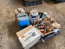 ASSORTED HARDWARE, 415V PLUGS, LEVELS, PAINTS, 1 x PALLET