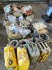 151 · ASSORTED SPRES, FLANGES, CHAIN, HYDRAULIC RAM, ETC, 2 x PALLETS & 4 20LTR FUEL CANS