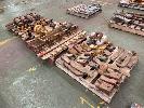 61 · EXCAVATOR PARTS, TEETH & ROLLERS,, 3 x PALLETS