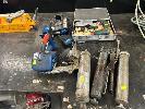 146 · CORDLESS STRAPPING TOOL, POLYCHEM B800, WITH CHARGER,, BOSCH CORDLESS DRIVER IN CARRY CASE &, 3 x GREASE GUNS NO GST