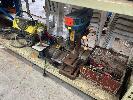 174 · DRILL PRESS, GMC, BELT LINISHER, DISC GRINDER & PRESSURE CLEANER, RYOBI, 240V, SCREW DRIVER SET, 1 x SHELF NO GST