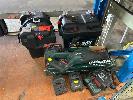 176 · 2 x BATTERY PACKS, KINGS, WITH LITHIUM 60AH BATTERIES,, MULTIPLE 12V DC OUTLETS IN, PROTECTIVE CASES &, RECPRO SAW, METABO,, WITH 4 x BATTERIES & CHARGER NO GST