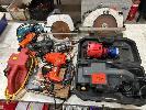 226 · POWER TOOLS INCLUDING RYOBI BELT SANDER, DRILLS, STAPLER, CIRCULAR SAWS & DRILL BIT SHARPENERS, 240V