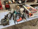 233 · POWER TOOLS INCLUDING 9" GRINDER, HOLZHER BELT SANDER, DRILLS, GRINDER, 240V, TUBE BENDER SWADE SIR