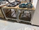 20 · PAIR STEEL FRAMED WORKSHOP TROLLEYS, 4 WHEEL