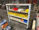 35 · ALLOY SHELF UNIT, 1700 x 300 x 1500mm, 4 TIER WITH 15 x PARTS TUBS