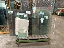 GLASS PANEL RACK, 1500mm, MOBILE WITH GLASS