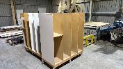 3 x BOARD STORAGE TROLLEYS, MULTI COMPARTMENT, 4 WHEEL TIMBER FRAMED