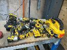 333 · DEWALT 18V TOOL SET INCLUDING 2 x DRILLS, DIE GRINDER, TEK GUN, MASONRY DRILL, IMPACT GUN, VAC, DUAL CHARGER & 3 x BATTERIES