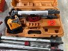 166 · LUFKIN LASER LEVEL, 2 x TRIPODS, IN CASE, SURVEY STAFF