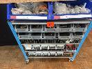 Mobile Rack Of Fasteners Flush Bolts, Captive Nuts, Zinc Nuts, Etc
