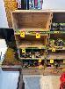 4 x WOODEN SHELVES, 4 TIER, 400 x 200 x 1500mm