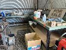 37 · L SHAPE BENCH, 3.6 x 3.6m, TUBE STEEL FRAME, TIMBER BOXED TABLE TOP & BACKING NO GST