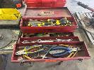 123 · CLASSIC SIDCHROME CANTILEVER TOOL BOX & TOOLS, DRIVER, WHITWORTH SPANNERS, PLIERS, ETC NO GST