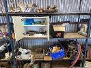 222 · KERO GUN, LEAD WEIGHTS, HOSE,S ALUMINIUM MIG WIRE, GLO PLUGS, ETC, 3 x SHELVES NO GST