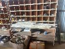 2 x PIGEON HOLE SHELF UNITS, 2100mm (L) & CONTENTS, WHEELS, BLIND SET, COACH LIGHTS, PUMP, ETC NO GST
