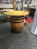 8 · HOGSHEAD WINE BARREL, STAINED FINISH WITH TIMBER BAR TOP, 1000 (H) x 1150mm (D)