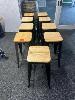 11 · 9 x TIMBER TOP BAR STOOLS BLACK STEEL FRAME, 750mm (H)