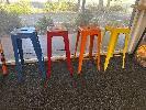 12 · 4 x STEEL FRAME BAR STOOLS, MULTI COLOURED, 750mm (H)