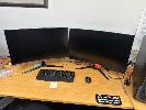 Computer, Custom Built, Antec Dark Phantom Case, Core I7 12700f @ 2.1ghz, 32gb Ram, 500gb Ssd, 8gb Nvidia Geforce Rtx 5060 Ti Video, B760m Ds3h Wifi Motherboard, Keyboard & Mouse With Aoc 32g2wg3 31.5" Curved Monitor & Samsung Ls32d39xg 32" Curved Monitor, , *** Items Located Upstairs ***