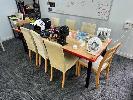 Solid Timber Meeting Table, 2300 X 900mm & 8 X Timber Frame Chairs, , *** Items Located Upstairs ***
