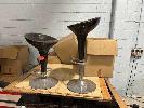 PAIR BLACK BAR STOOLS, GAS LIFT, (POOR CONDITION)