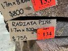 134 · RADIATA PINE SLAB, 1.7m x 900 x 60mm