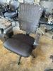423 · 2 X GAS LIFT OFFICE ARM CHAIRS, BLACK FABRIC, MESH BACK
