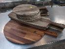 124 · QUANTITY ST CLARE WOODEN SERVING TRAYS, 9 X 31 CM ROUND, 3 X 21.5 X 80 CM GRAZING BOARD, 1 X 50 CM ROUND