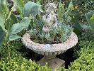 8 · "CHERUB", CONCRETE GARDEN ART PLANTER STATUE, APPROXIMATELY 500 (H) x 750mm (D), ON SANDSTONE BLOCK BASE, &, "CHERUB", GARDEN ART STATUE ON PEDESTAL, APPROXIMATELY 1100mm (H)