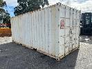 147a · 20' SHIPPING CONTAINER, WHITE, FITTED WITH LOCK BOX, INTERNAL LIGHTING AND 240V POWER, & 2 DOOR STORAGE CABINET., NOTE: LEAKING SOME RUST HOLES IN ROOF