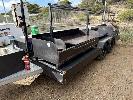 72 · 03 / 2027 JORDAN 16x7' TANDEM AXLE TRAY BODY BBQ TRAILER, REG: S109 TLF (EXPIRED), VIN / CHASSIS: 6K9TRAYB1P5433009, ATM: 3,500kg, GTM: 3,150kg, MAX LOAD: 1,200kg, FITTED WITH 2 x STAINLESS STEEL SINK UNITS,, 1720 x 920mm/1200 x 920mm,, STAINLESS STEEL INSULATED ICE BOX,, 1550 x 700 x 400mm,, STAINLESS STEEL HAND BASIN, 600 x 500mm,, LPG HOT WATER,, STEEL TIMBER/COAL BBQ SPIT, 1800 x 700mm,, HEAT LIGHT GAS HOT PLATE, 2 BURNER, 1100 x 550mm,, STEEL TIMBER/COAL ROTISSERIE SPIT, 1150 x 700mm, ELECT