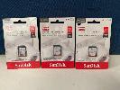190 · 3 x SANDISK ULTRA 64GB SDXC UHS-I MEMORY CARDS, (RRP $162) (BOXED), (SUBJECT TO INSURANCE CLAIM)