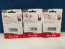 202 · 3 x SANDISK ULTRA FLAIR 64GB USB 3.0 FLASH DRIVES, (RRP $132) (BOXED), (SUBJECT TO INSURANCE CLAIM)