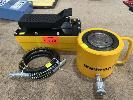 210 · HYDRAULIC POWER PACK,, MOD: ES102-552, AIR POWERED HYDRAULIC, FOOT OP, MAX AIR PRESSURE, 145PSI, MAX HYDRAULIC PRESSURE: 10,000PSI, WITH HOSE & ENERPAC LIFTING RAM, 100 TONNE, AS NEW