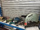 348 · HITACHI CUT OFF SAW,, MOD: CC4, 355mm,, BOSCH GRINDER,, 230mm,, MAKITA CORDLESS DRILL &, RYOBI CIRCULAR SAW, MOD: W-740AC, 240V